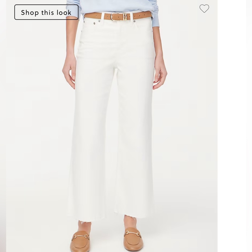 J Crew Wide-leg cropped jean in all-day stretch, white, 28